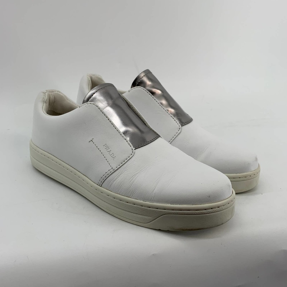 Prada White and Silver Women's Sneakers